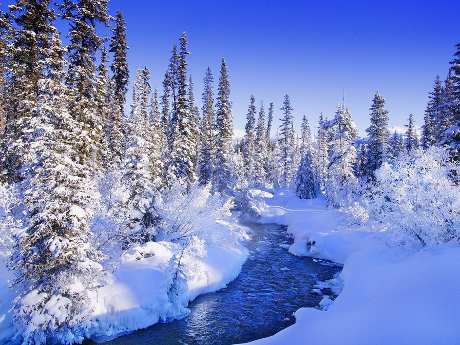 зимушка - природа, лес, зима, река, пейзаж - оригинал