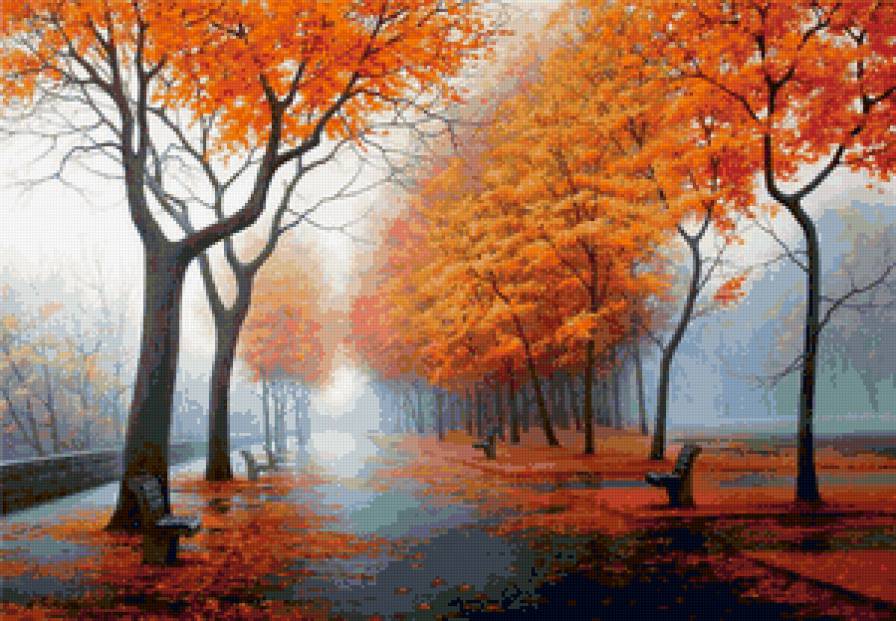 осень золотая - осень, пейзаж, листья, парк, деревья, природа - предпросмотр