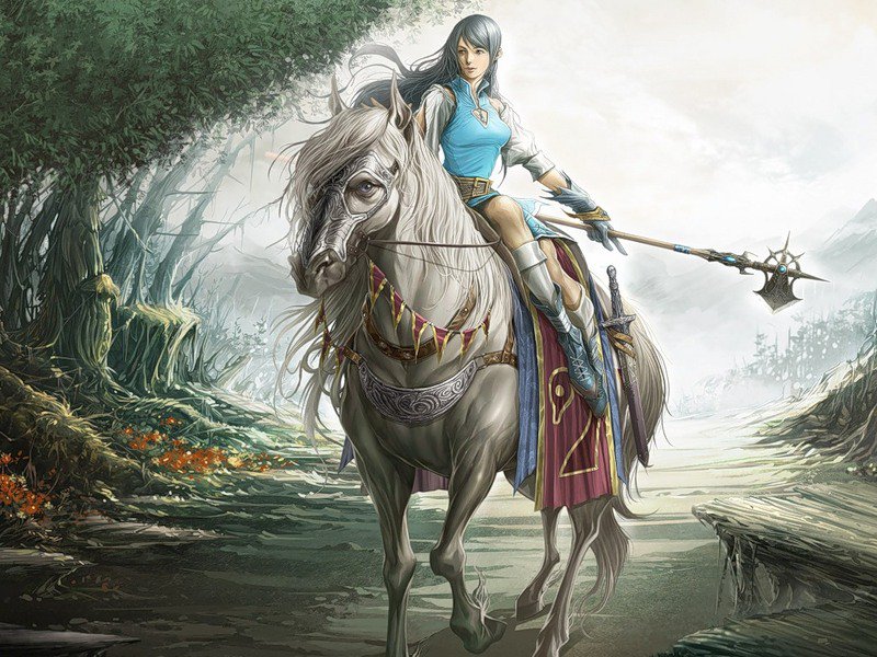 Воительница - кони, воительница, девушка, лошадь - оригинал