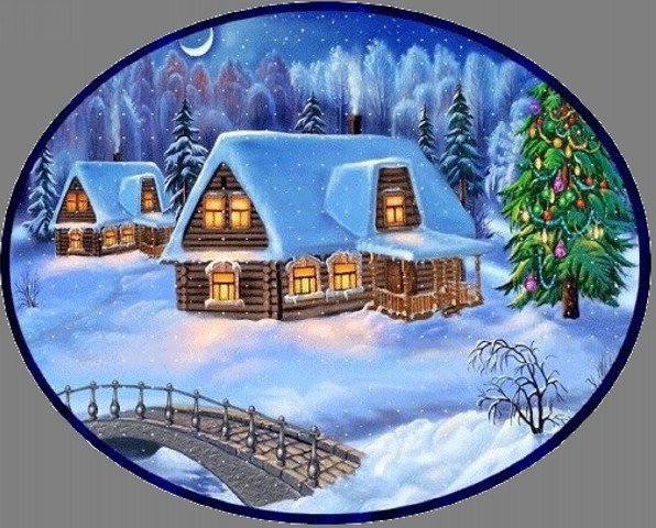 деревня - новый год, дом, рождество, зима - оригинал