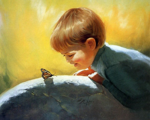 Мальчик и бабочка - бабочка, ребенок, мальчик, дети - оригинал