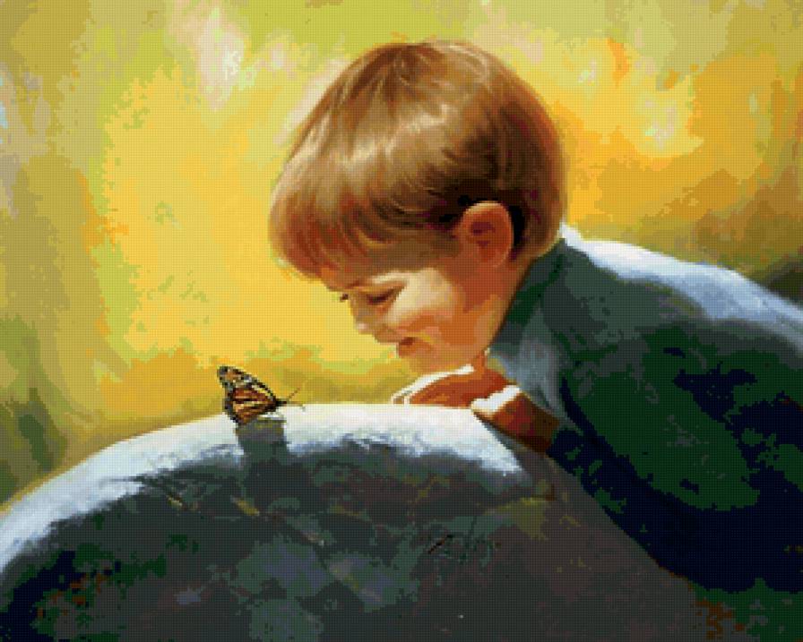 Мальчик и бабочка - ребенок, дети, мальчик, бабочка - предпросмотр