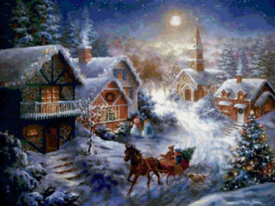 Зима - зима, рождество, деревня, новый год - предпросмотр