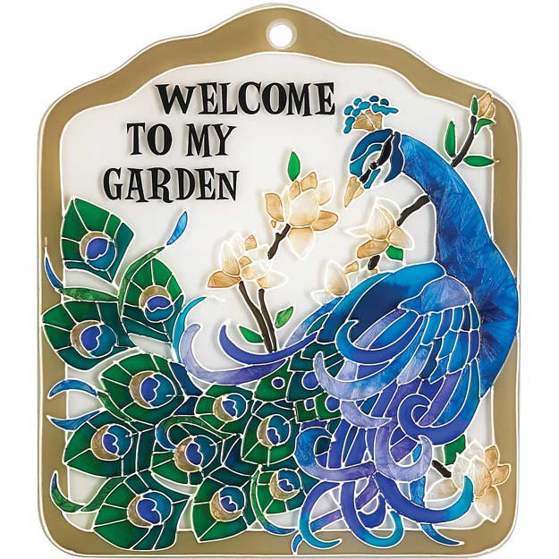 Для сада - цветы, райские птички, павлин, растения, надпись, птицы - оригинал