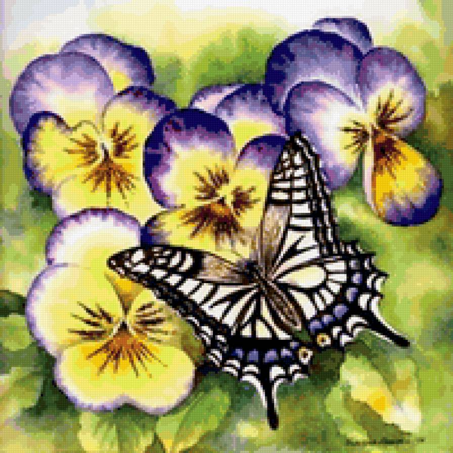красота - цветы, бабочка - предпросмотр