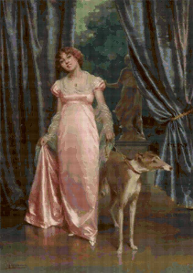 Девушка с легавой - собака, девушка, картина - предпросмотр