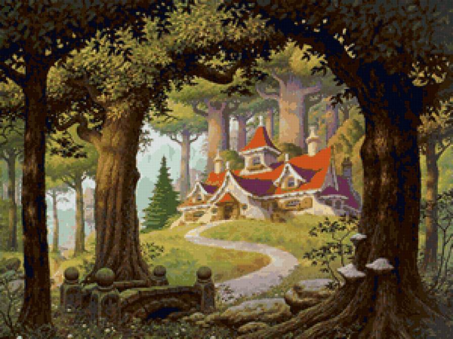 Сказочный лес - сказка, лес, домик - предпросмотр