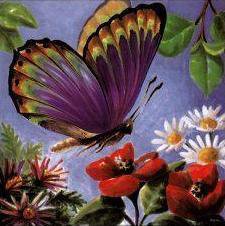 Серия "Бабочки" - бабочки, цветы, букет, подушка, маки - оригинал