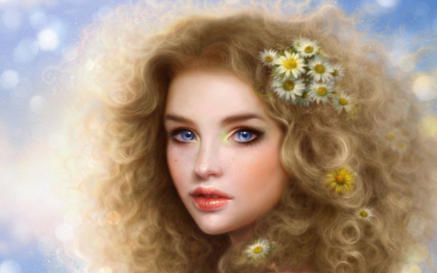Портрет "Девушка" - девушка, люди, цветы - оригинал