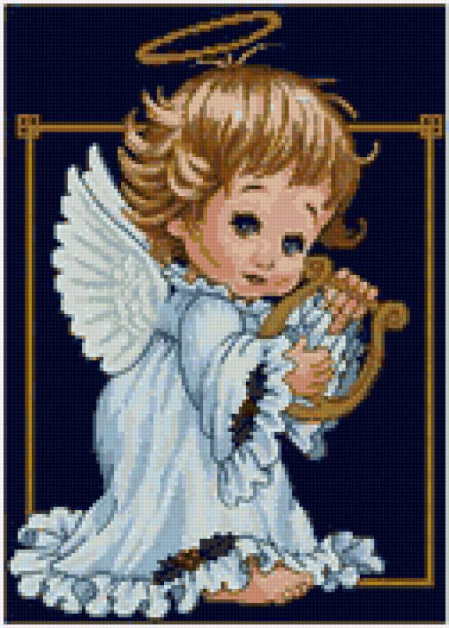 Ангелочек - ангелочки, детки, ангелы, музыка, ангелочек, малыши, арфа - предпросмотр
