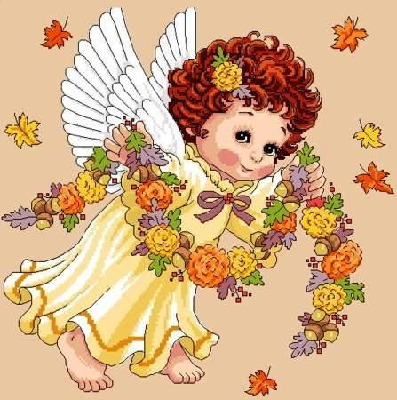 Ангелочек - листья, осень, малыши, ангелочек, ангелочки, детки, ангелы - оригинал