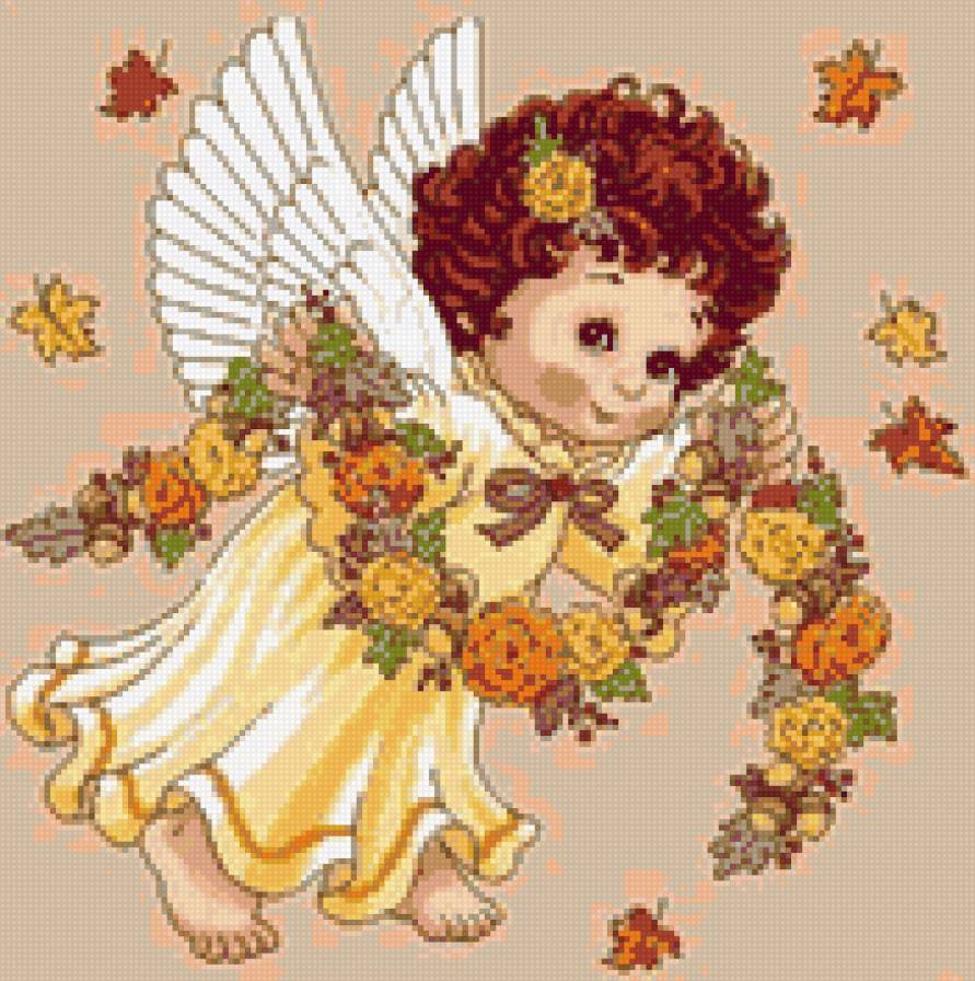 Ангелочек - малыши, ангелочек, детки, ангелы, листья, ангелочки, осень - предпросмотр