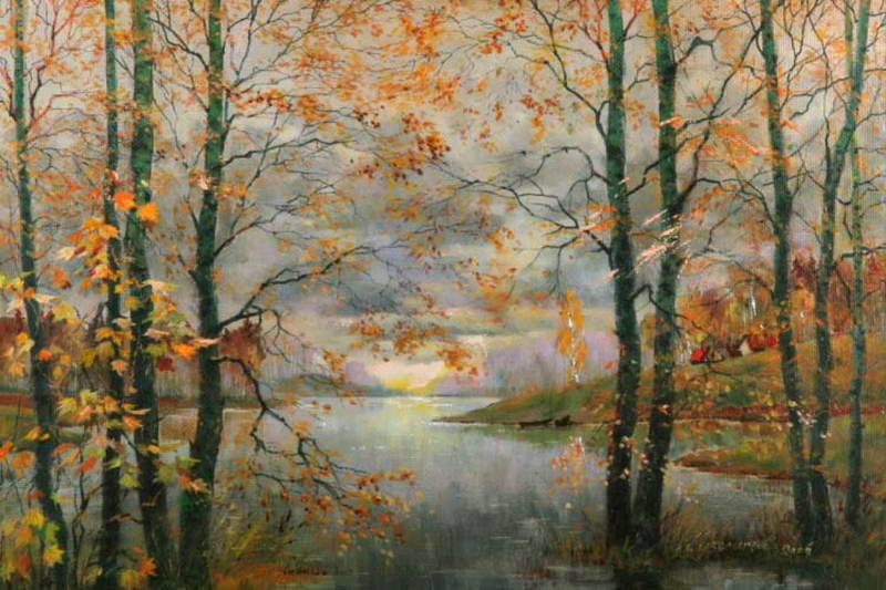 Осень - живопись, природа, пейзаж, осень, картина - оригинал