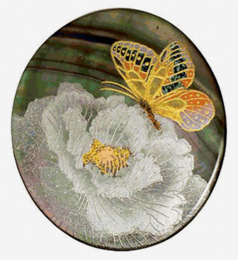 Бабочка - цветы, подушка, живопись, бабочка - предпросмотр