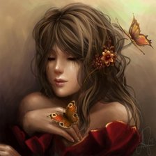 Оригинал схемы вышивки «Девушка с бабочками» (№23723)