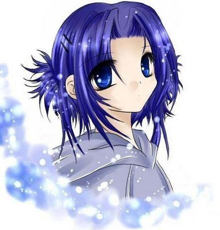 девочка - синии волосы, девушка, аниме - оригинал