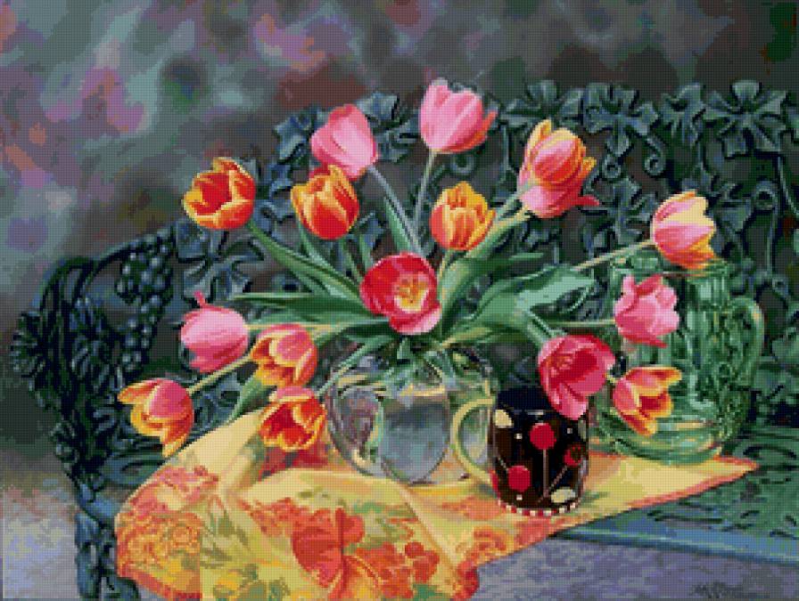 Букет - букет, живопись, цветы, ваза - предпросмотр