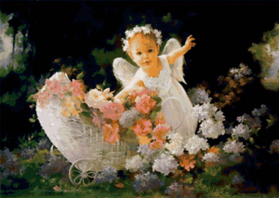 Малышка - ребенок, девочка, цветы, природа - предпросмотр