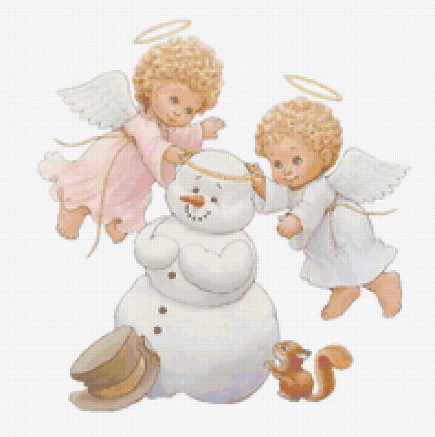 Снеговичок - зима, ангелы, снеговик - предпросмотр