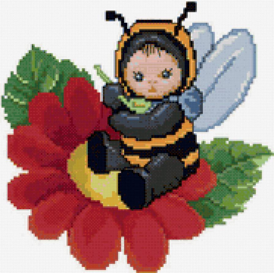 Пчелка - ребенок, пчелка, цветок - предпросмотр