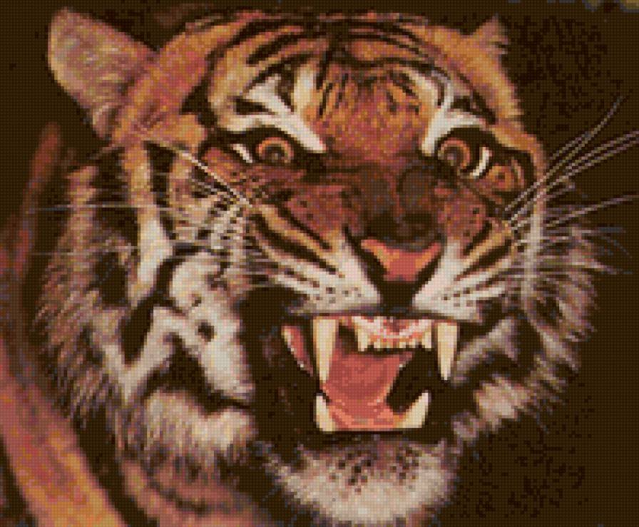 Тигр с открытой пастью - предпросмотр