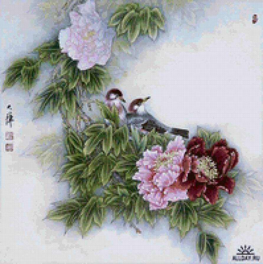 Китайские мотивы, птицы - цветы, китай, птицы, пейзажи - предпросмотр