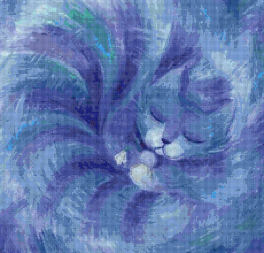 Голубая мечта - кот, рисунок - предпросмотр