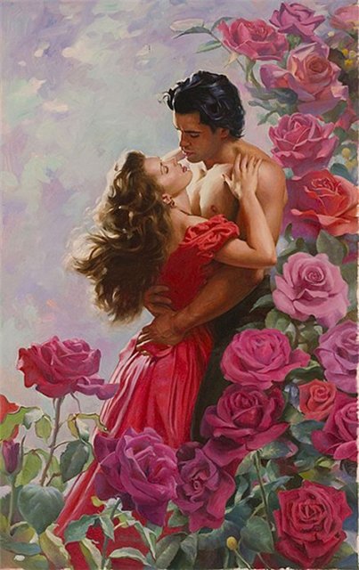 любовь - цветы, влюбленные, нежность, пара, розы, романтика - оригинал