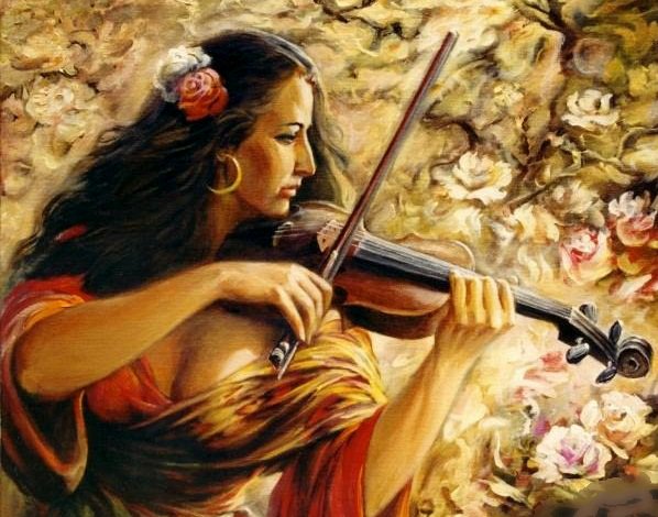 Цыганский романс - циганка, картина, скрипка - оригинал