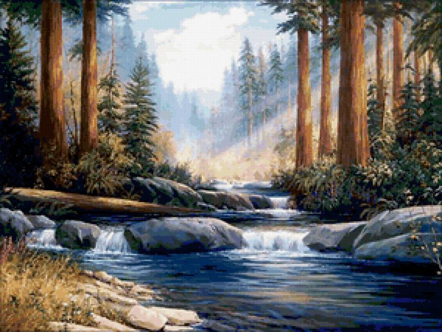 Сказочный лес - лес, река, пейзаж - предпросмотр