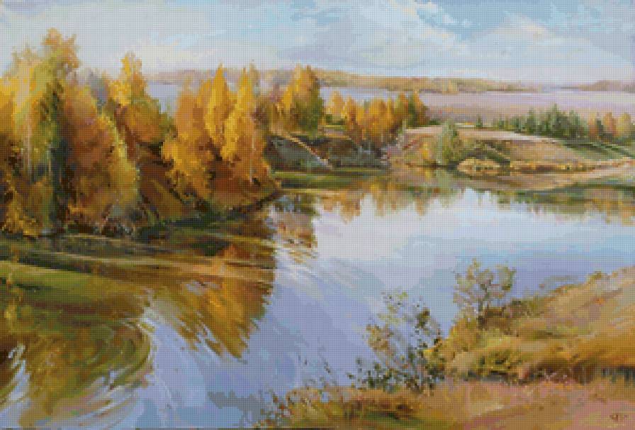 Осенний берег - пейзаж, осень, река - предпросмотр