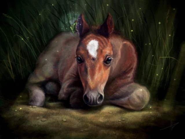 №25142 - картина, природа, искусство, лошадь, животные, живопись - оригинал
