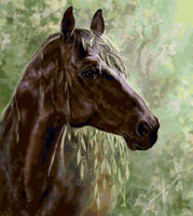 №25147 - искусство, природа, животные, картина, лошадь, живопись - предпросмотр