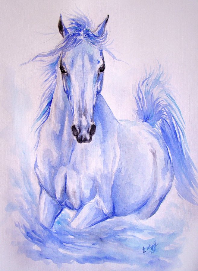 Голубая лошадка - конь - оригинал