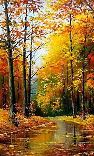 Золотая осень - пейзаж, картина - оригинал