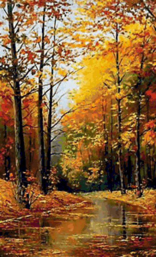 Золотая осень - пейзаж, картина - предпросмотр