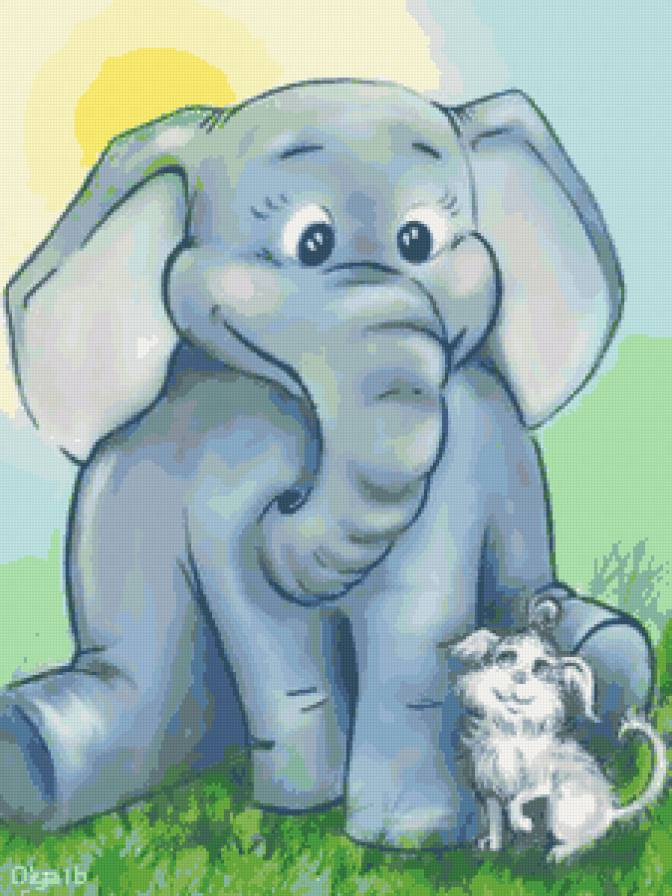 Слоник - слоник, животные, рисунок - предпросмотр