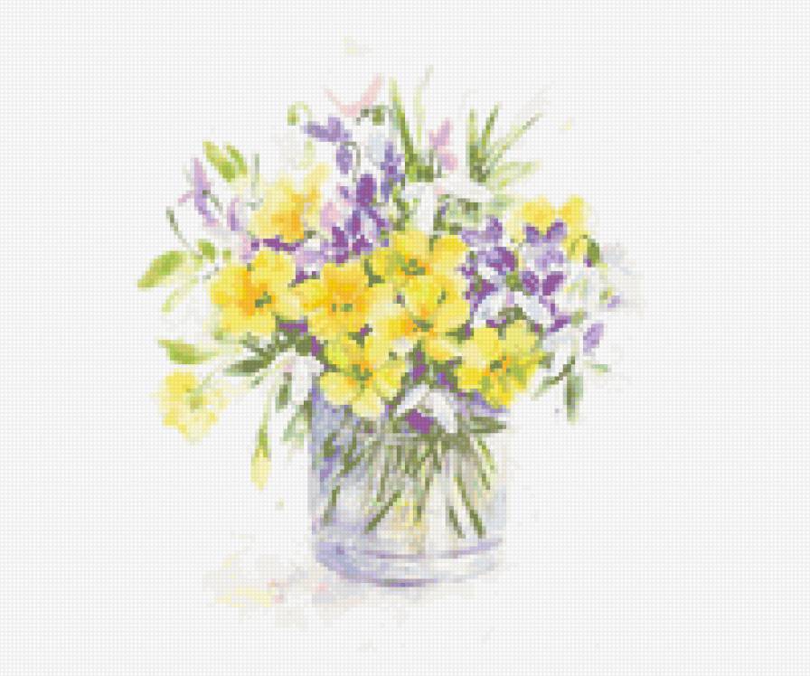 Желтые цветы в вазе - ваза, цветы, натюрморт - предпросмотр