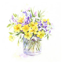 Оригинал схемы вышивки «Желтые цветы в вазе» (№25965)