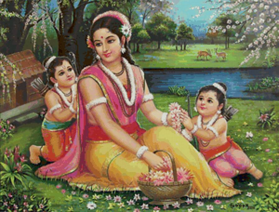 мать и дети индийская семья - дети, женщины - предпросмотр