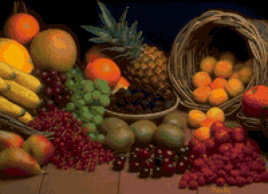 Натюрморт - натюрморт, виноград, ягоды, абрикосы, фрукты - предпросмотр
