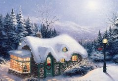 домик зимой - дом, зима - оригинал