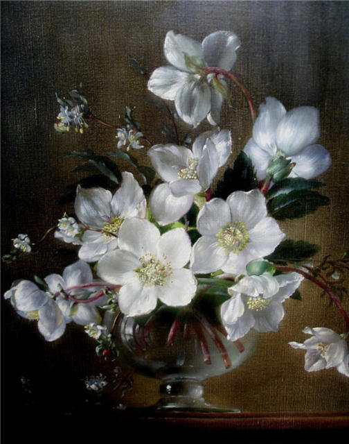 Белый букетик - цветы в вазе - оригинал