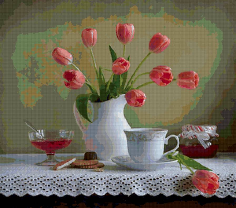 натюрморт - цветы, тюльпаны - предпросмотр