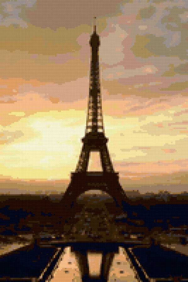 Вечерний Париж - закат, вечер, город, эфелева башня, париж - предпросмотр