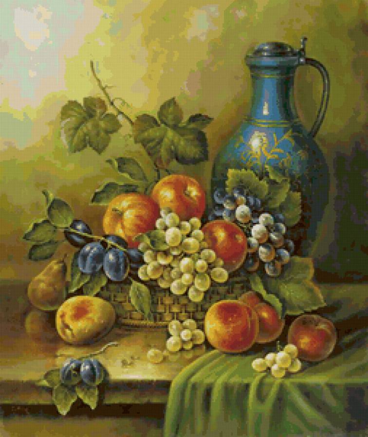Натюрморт - картина, живопись, натюрморт, фрукты, кувшин - предпросмотр