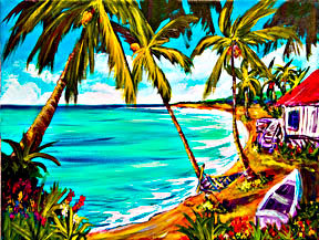 Райский уголок - пейзаж, солнце, море, пальмы, райский уголок, природа - оригинал