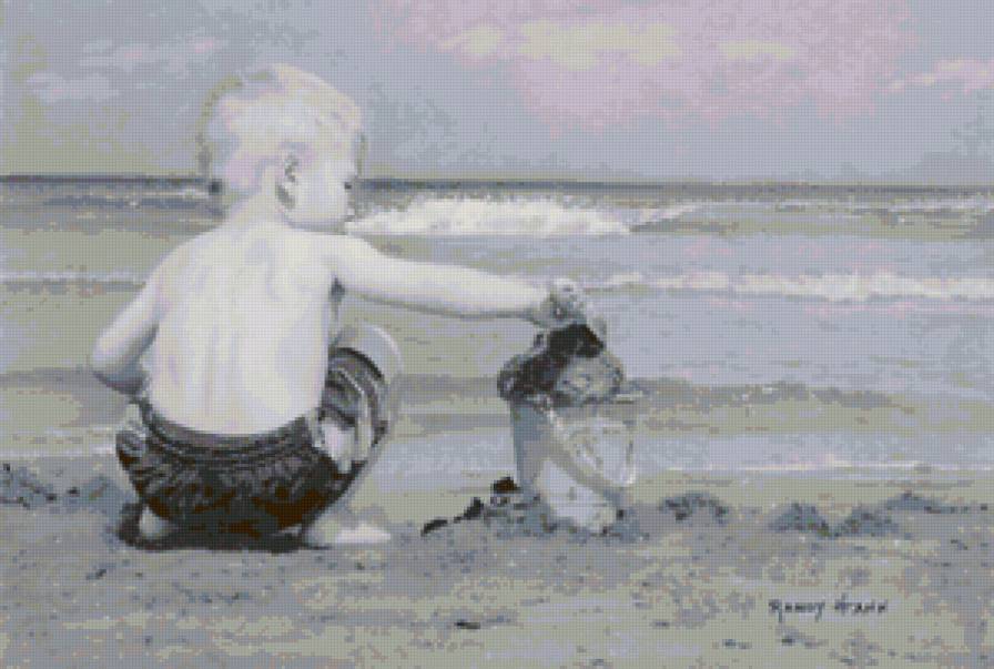 на пляже - малыш, ребенок, люди, взгляд, глаза, море. природа, дети - предпросмотр