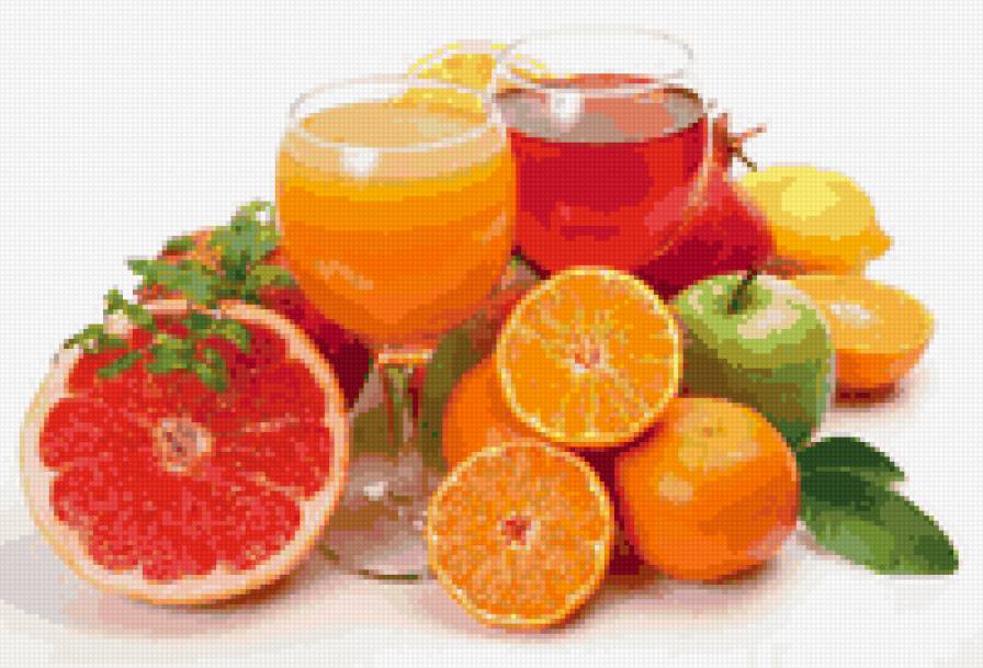 Фрукты - лимон, яблоки, бокал, грейпфрут, апельсины - предпросмотр