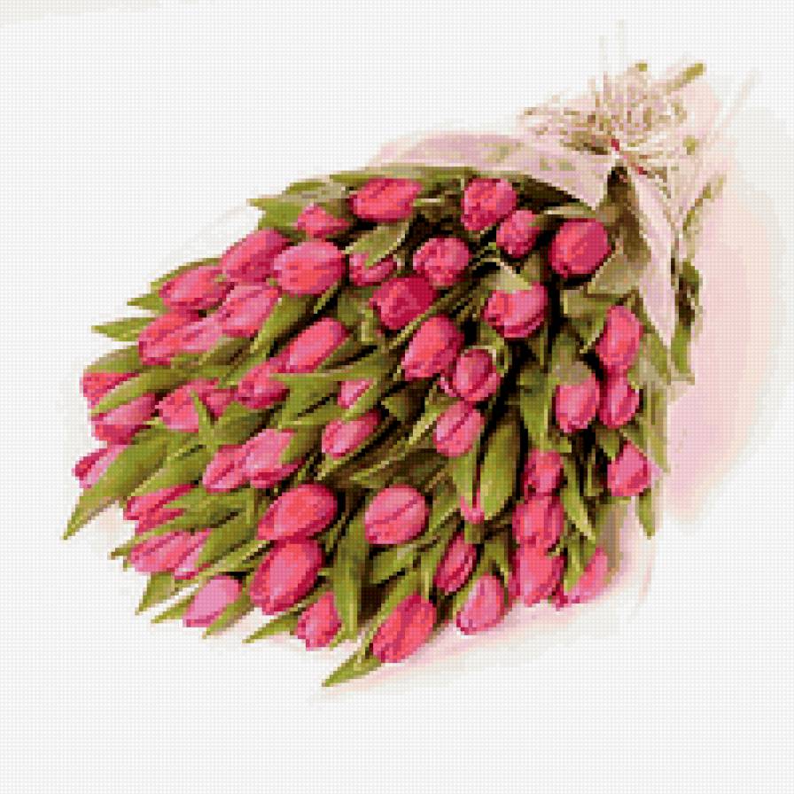 Розовые тюльпаны - букет, тюльпаны - предпросмотр